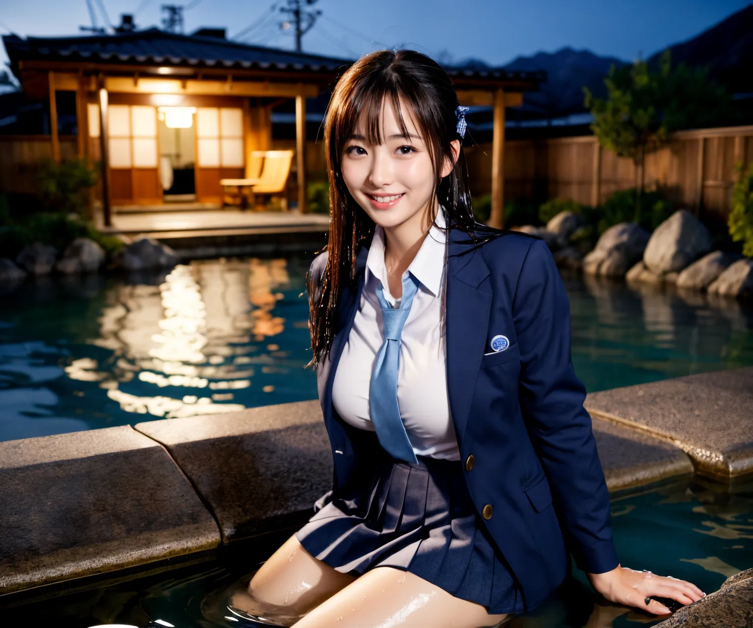 女子校生が制服のまま温泉入って大炎上？！AIが描くヤバくてエロいグラビア画像341枚！(3ページ目)の24枚目の画像です。