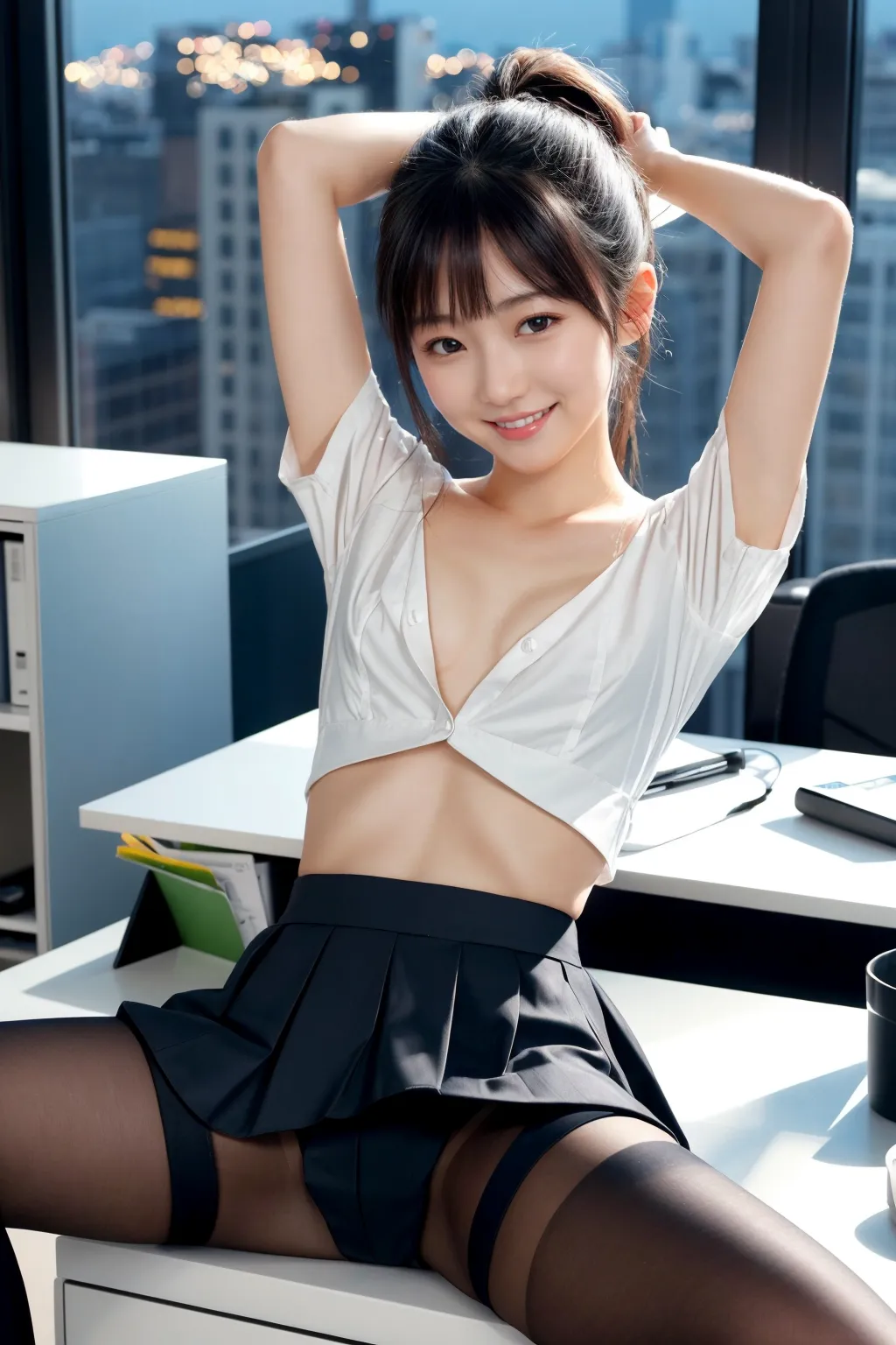 新しい職場は童顔小柄変態美女だらけ？！エッチなオフィスで仕事に集中できないAI画像343枚！の29枚目の画像です。