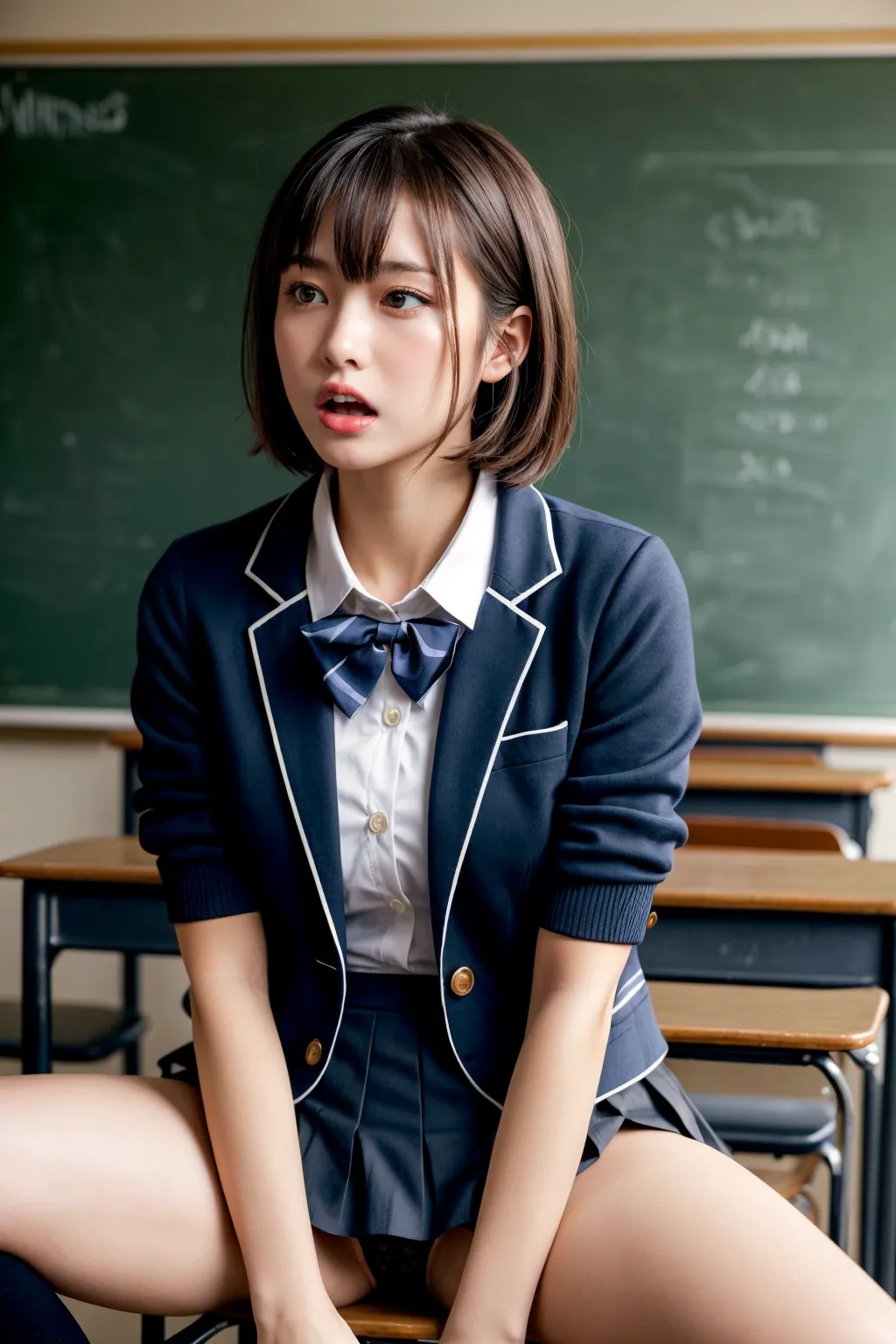 「はぁ…マジ最悪」JKが超嫌そうな顔で下着やおっぱいを露出させられるAI画像400枚！(2ページ目)の21枚目の画像です。