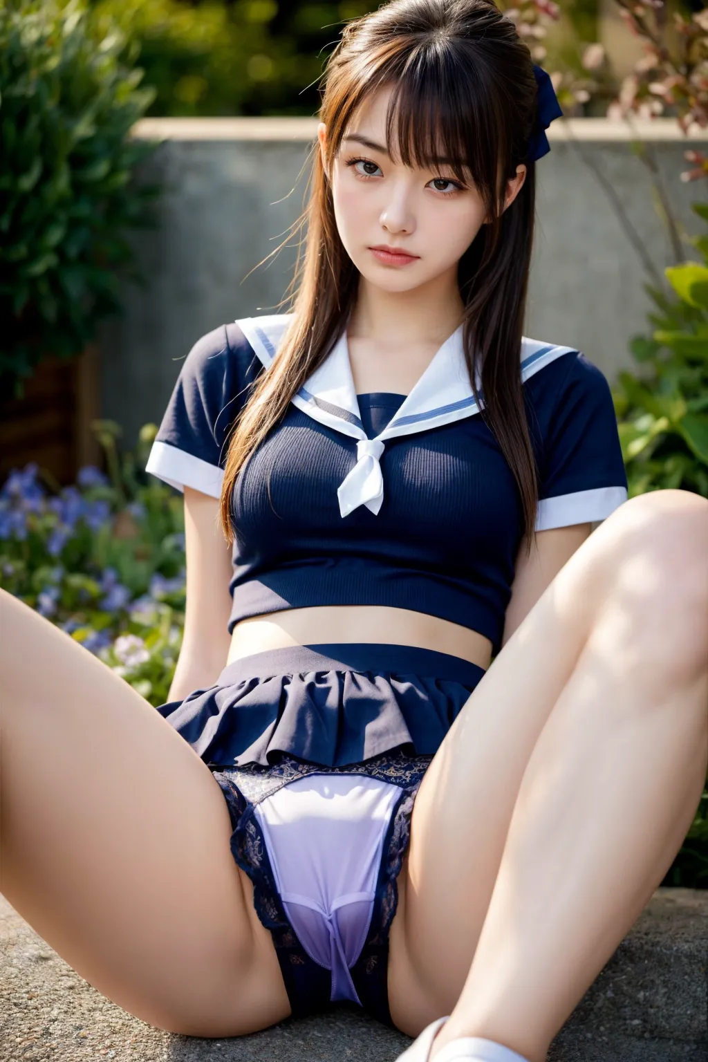 「はぁ…マジ最悪」JKが超嫌そうな顔で下着やおっぱいを露出させられるAI画像400枚！(3ページ目)の19枚目の画像です。