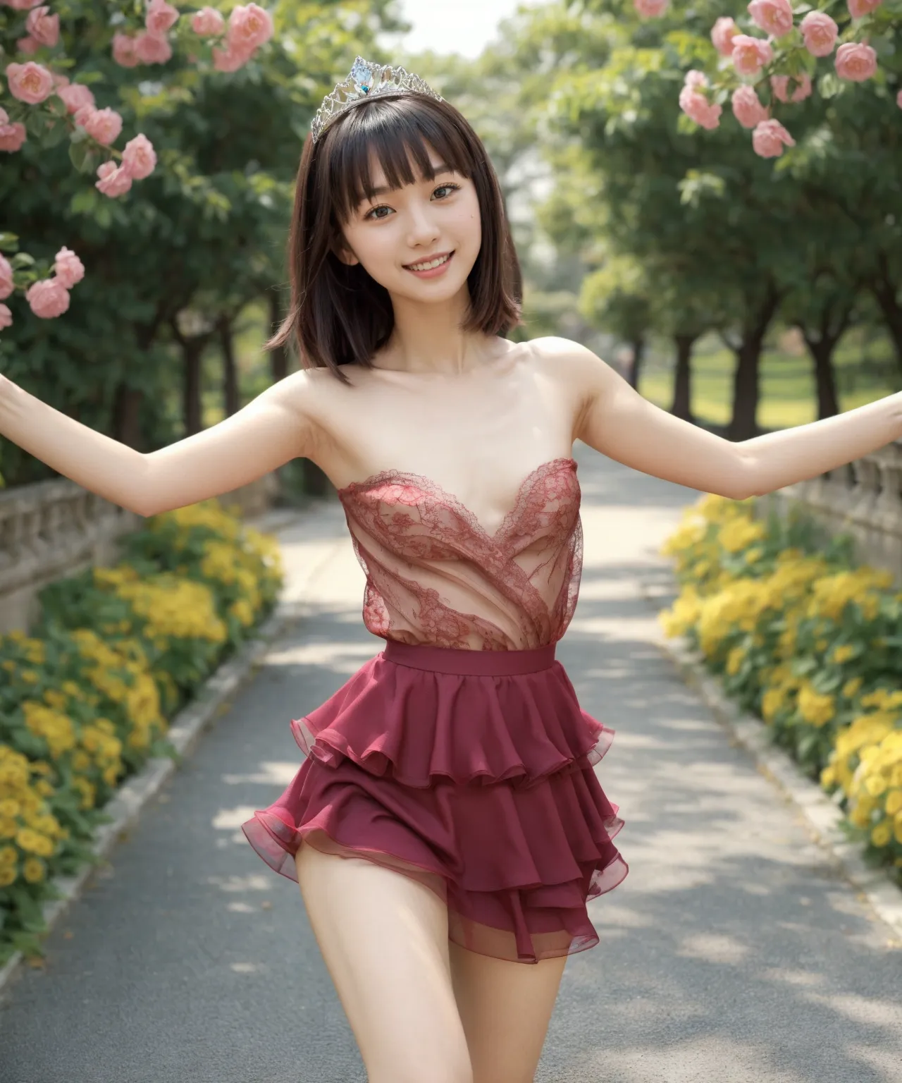 お嬢様がグラビア撮影？！童顔貧乳美女の魅力が映える華やかでセクシーなAI画像410枚！の32枚目の画像です。