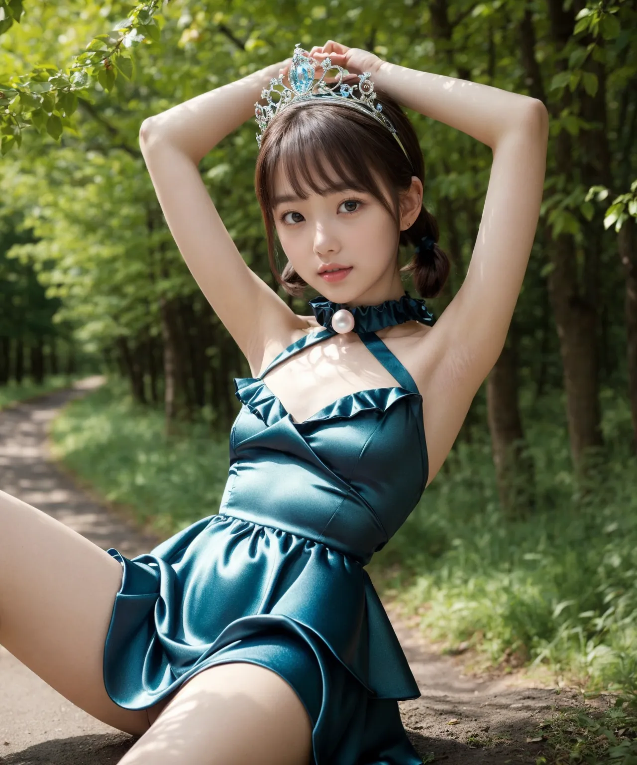 お嬢様がグラビア撮影？！童顔貧乳美女の魅力が映える華やかでセクシーなAI画像410枚！(9ページ目) 4枚目の画像です。