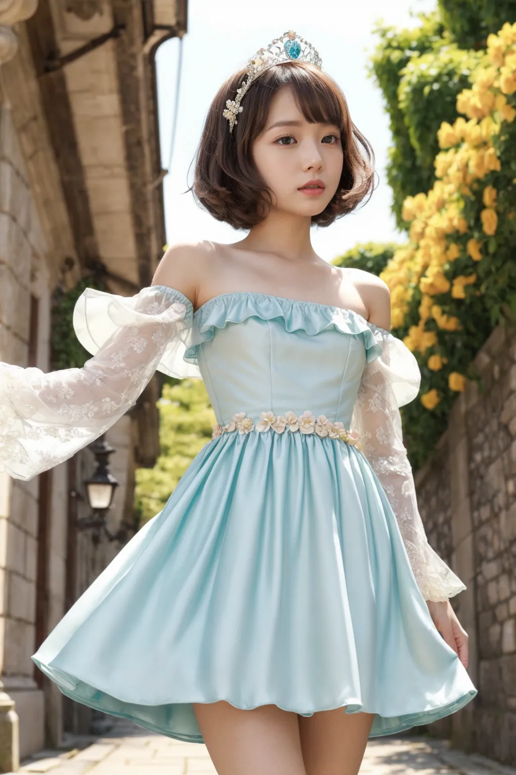 お嬢様がグラビア撮影？！童顔貧乳美女の魅力が映える華やかでセクシーなAI画像410枚！(9ページ目) 10枚目の画像です。
