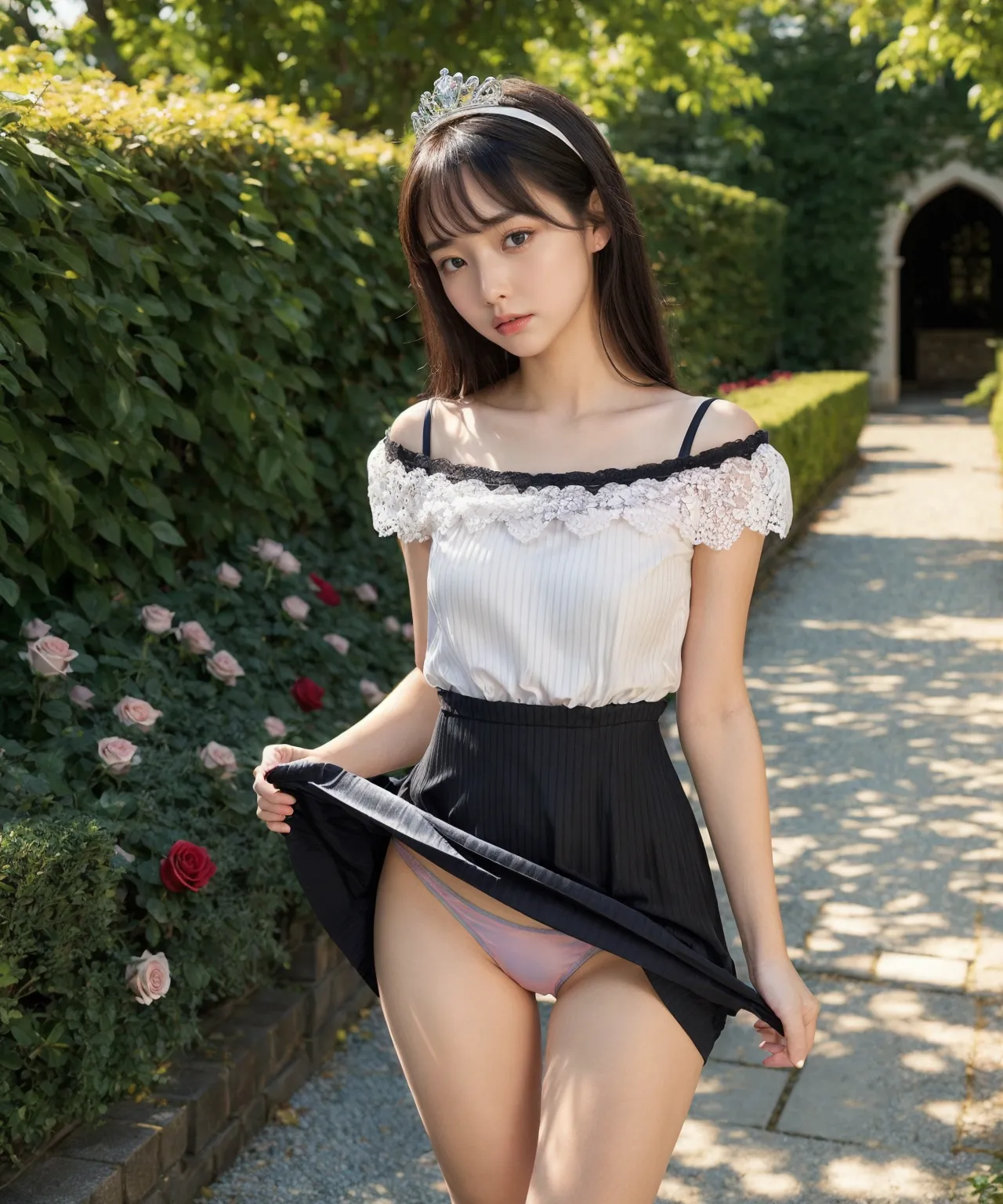 お嬢様がグラビア撮影？！童顔貧乳美女の魅力が映える華やかでセクシーなAI画像410枚！(9ページ目) 23枚目の画像です。