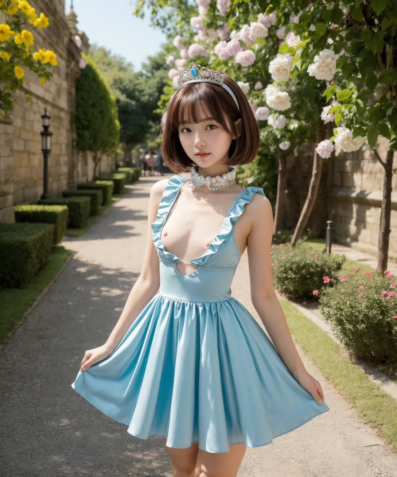 お嬢様がグラビア撮影？！童顔貧乳美女の魅力が映える華やかでセクシーなAI画像410枚！の12枚目の画像です。