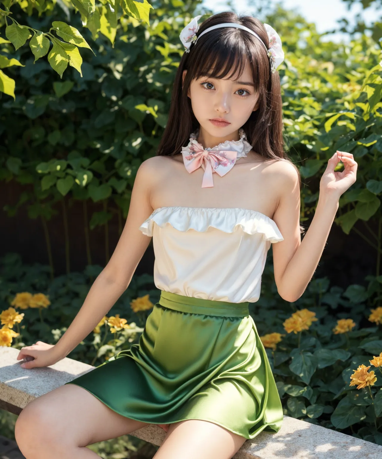 お嬢様がグラビア撮影？！童顔貧乳美女の魅力が映える華やかでセクシーなAI画像410枚！の2枚目の画像です。
