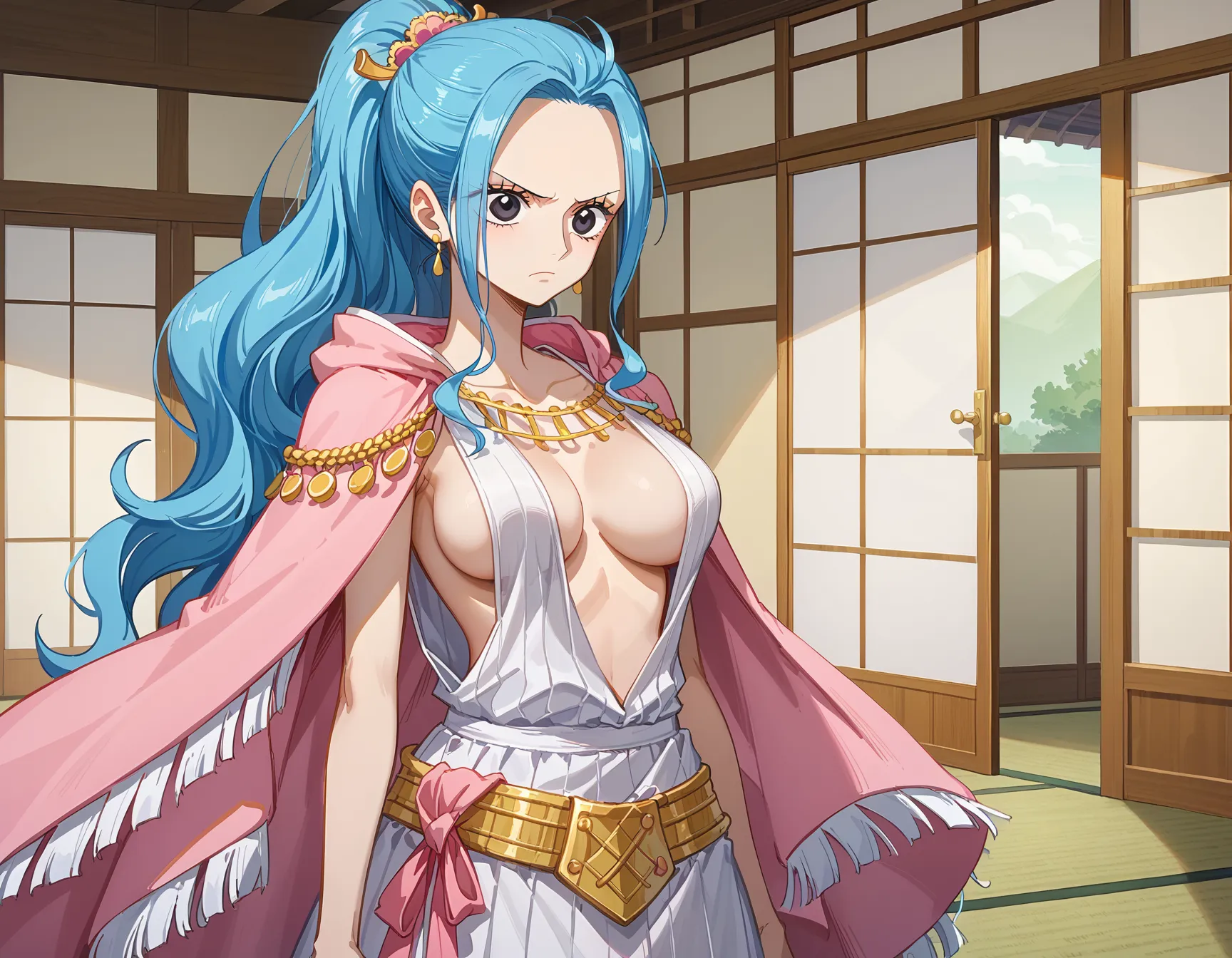 ワンピースに登場する砂漠の国の巨乳王女ビビちゃんのエッチなAI画像397枚！(7ページ目)の2枚目の画像です。
